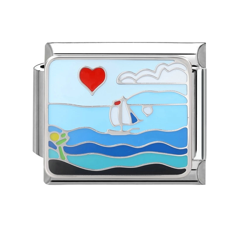 Wholesale 9mm Italian Charm Starter Bracelets DIY Marine Series Stainless Steel Composable Bracelet