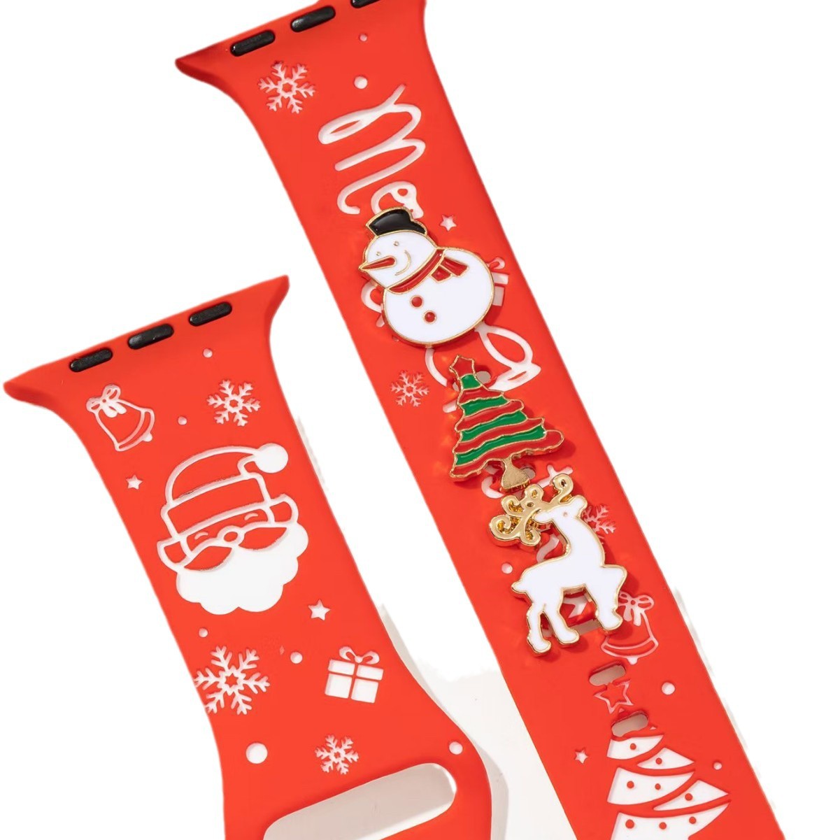 Wholesale Cross-Border New Christmas Silicone Watch Strap Decorative Buckle Suitable for Apple and Samsung Accessories Decorative Studs Factory Ready Stock