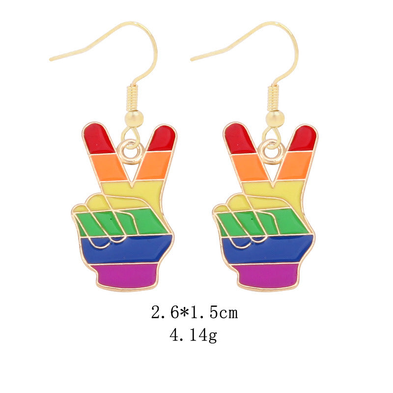 Wholesale LGBT Pride Month Rainbow Alloy Earrings ACC-ES-BinLi002
