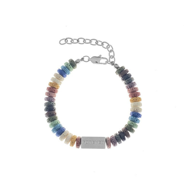Wholesale Colorful Volcanic Stone Bracelets Splicing Cube Bracelet ACC-BT-Hexin001