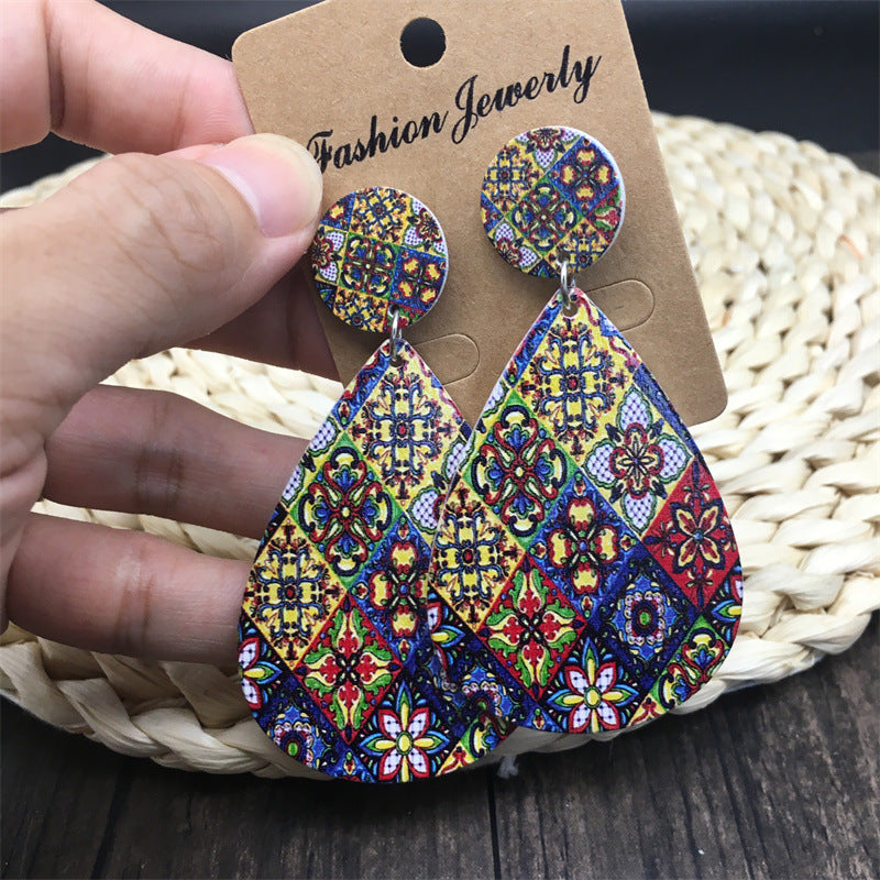 Wholesale Bohemian Wooden Drop Earrings ACC-ES-FX018