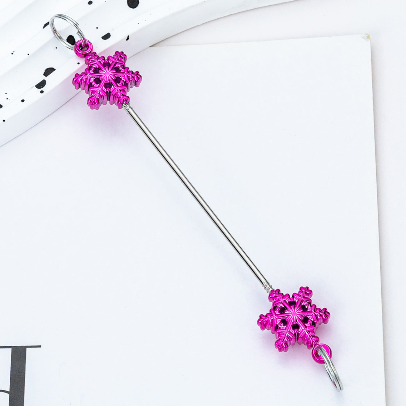 Wholesale  DIY Christmas Snowflake  Beadable Keychain