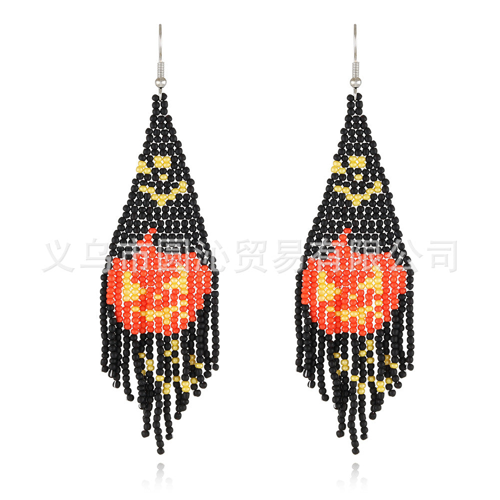 Wholesale  Creative  Rice Bead Tassel Earrings