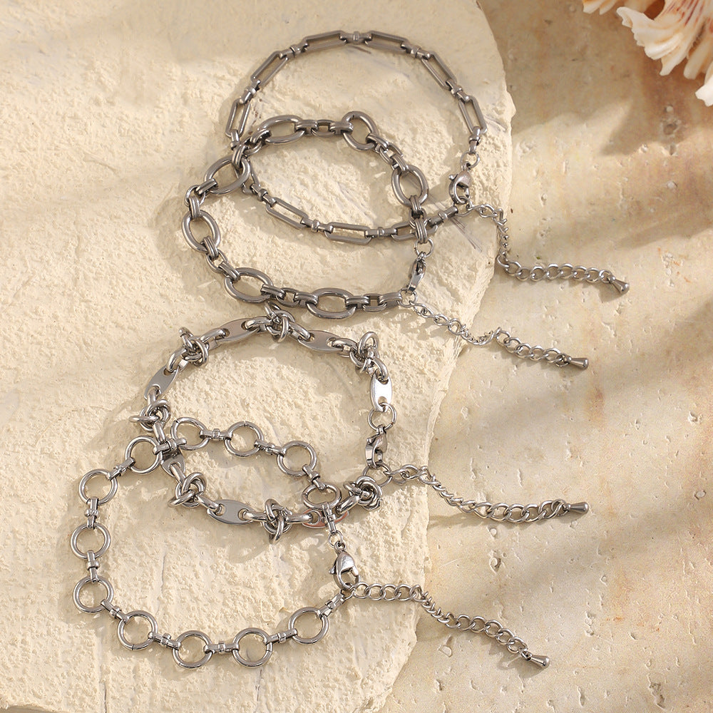 Wholesale Fashion Geometric Rhinestone Stainless Steel Bracelet For Women DIY Jewelry Accessory Travel Souvenir And Gift