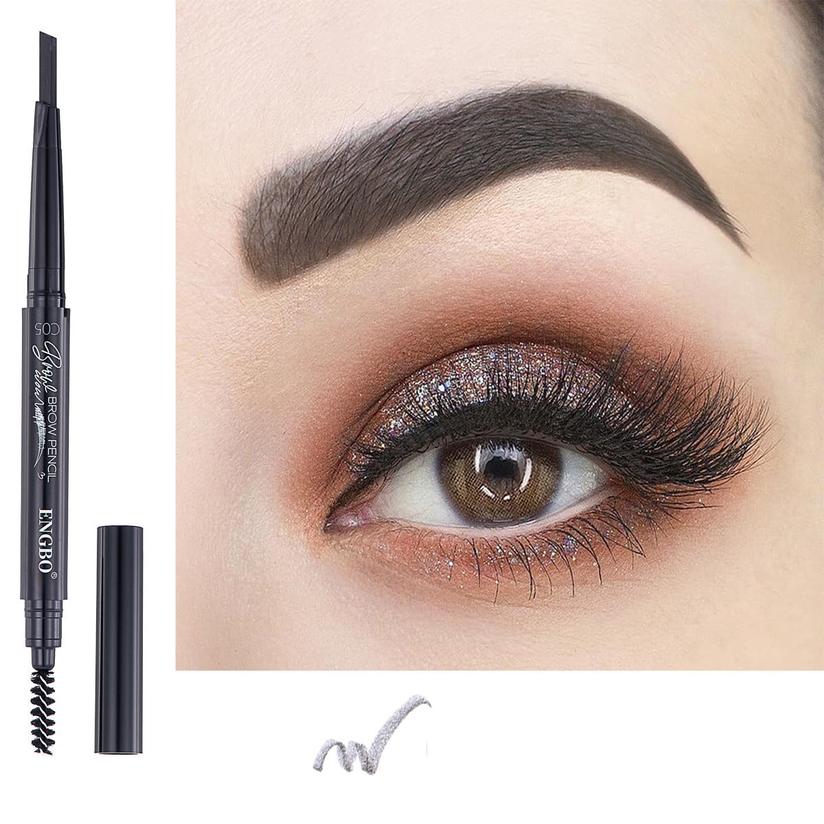 Wholesale double-headed eyebrow pencil with built-in eyebrow brush
