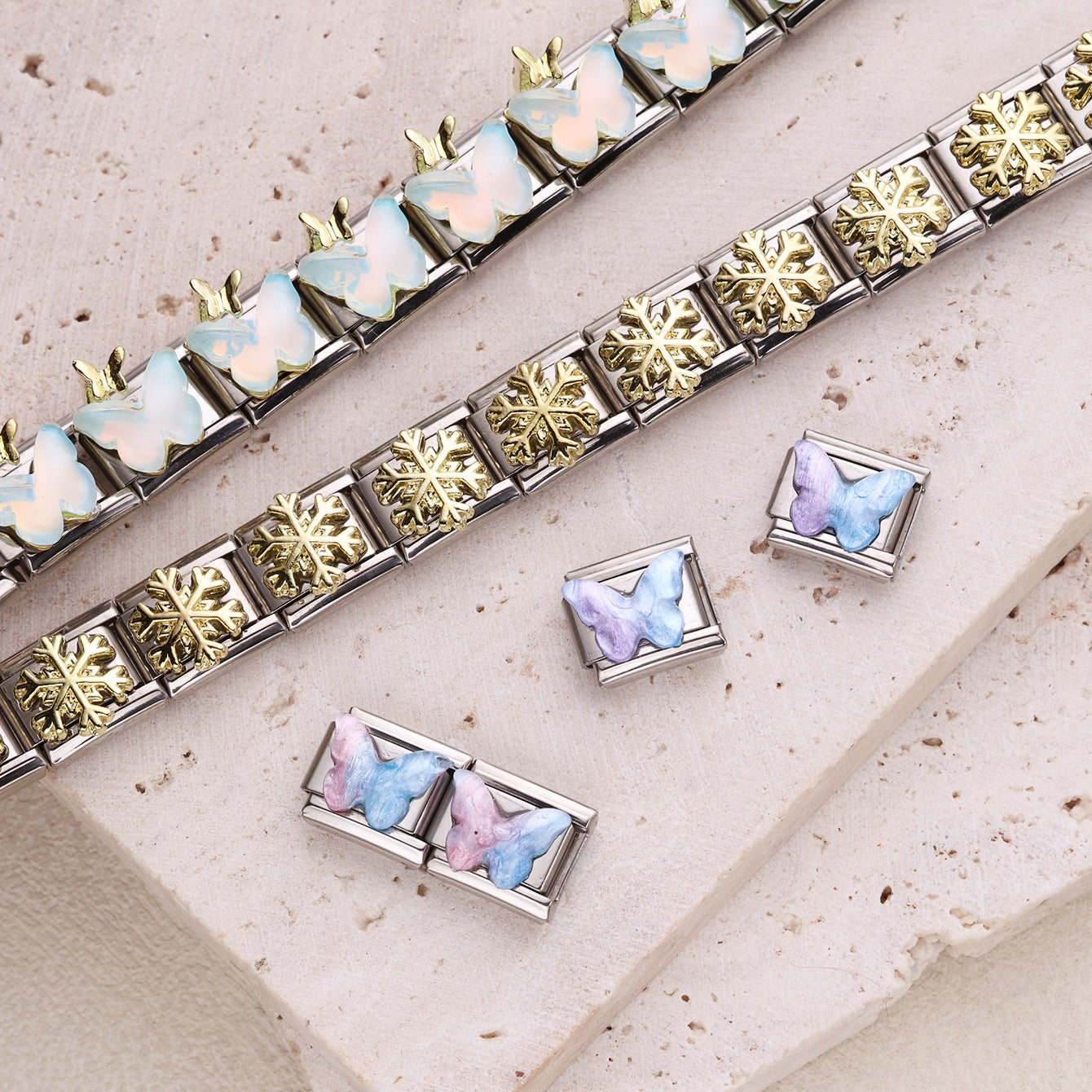 Wholesale 10pcs Italian Charm Bracelet 9mm DIY Splicing Color Series Stainless Steel Composable Bracelet