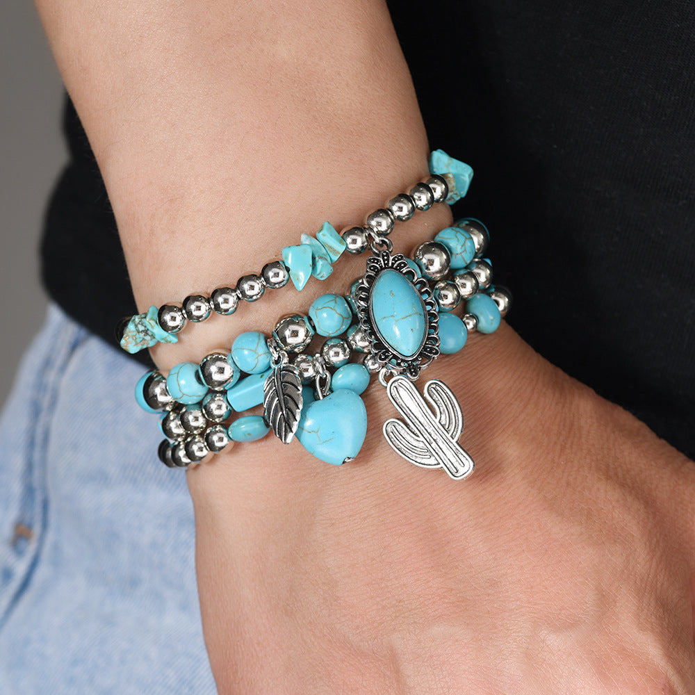 Wholesale Bohemian Style Beaded Bracelet Leaf Love Turquoise Fashion Combination Hot Selling Bracelet