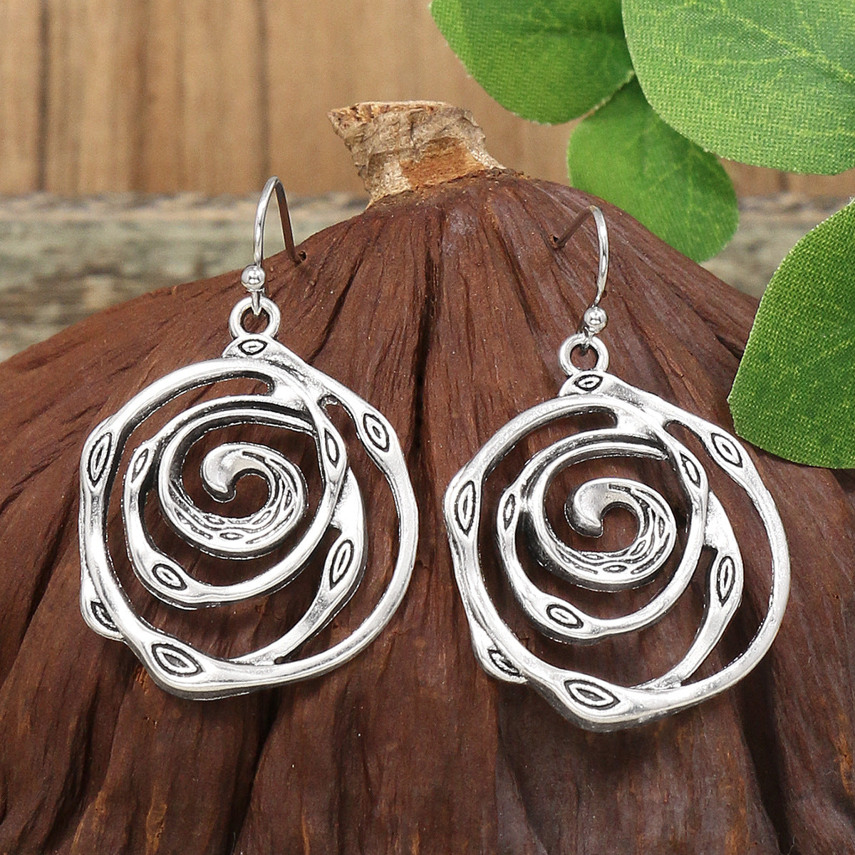 Wholesale Antique Silver Geometric Earring Set Ethnic Style Fashion Jewelry Accessory