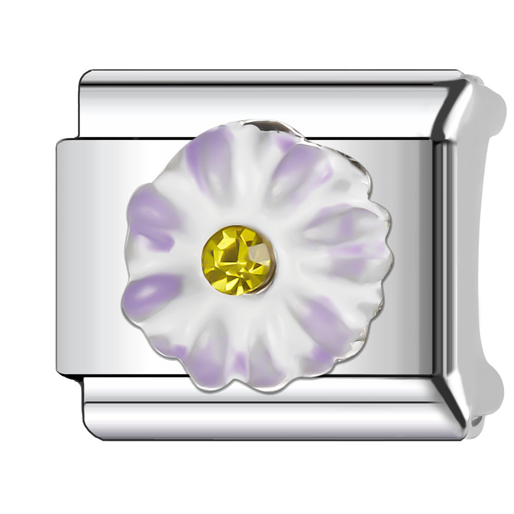 Wholesale Italian Charm Bracelet 9mm DIY Splicing Plant and Flower Series Stainless Steel Composable Bracelet