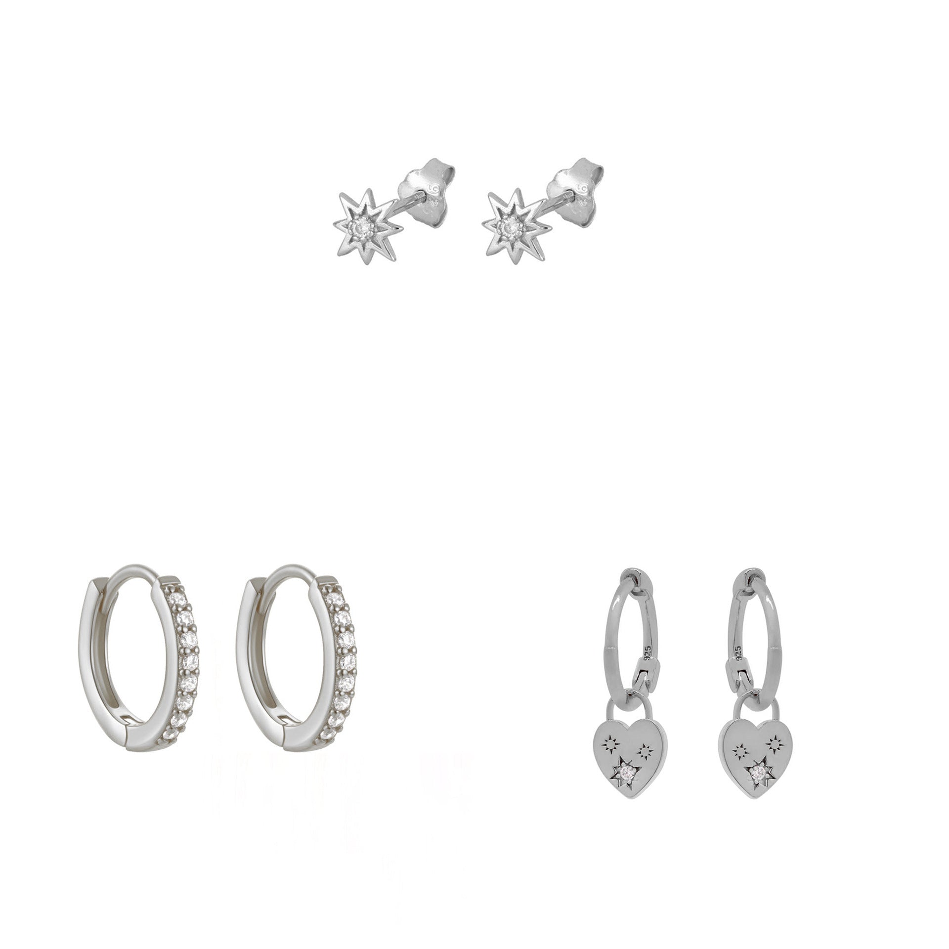 Wholesale European Style Zircon Flower Heart Earrings Set