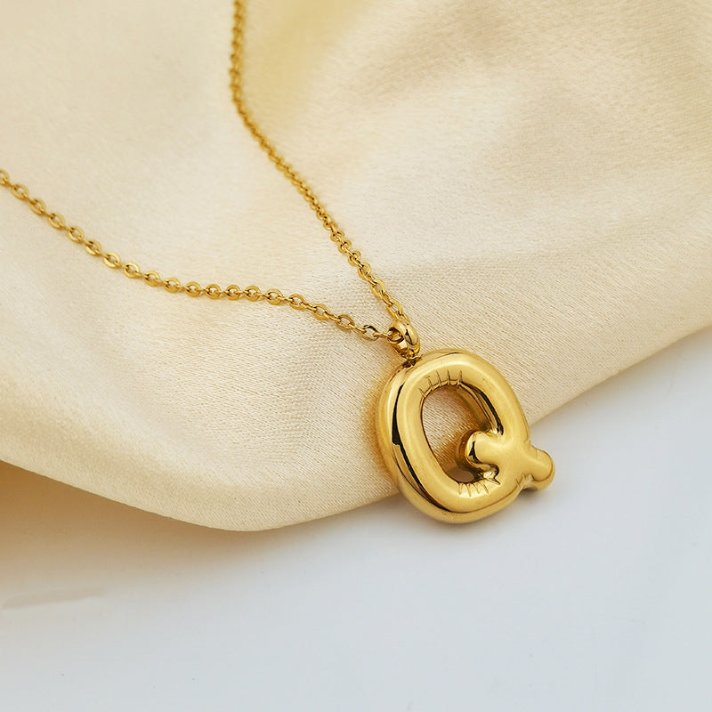 Wholesale 26 Letters 18K Gold Plated Polished Letter Necklaces ACC-NE-GuDi014