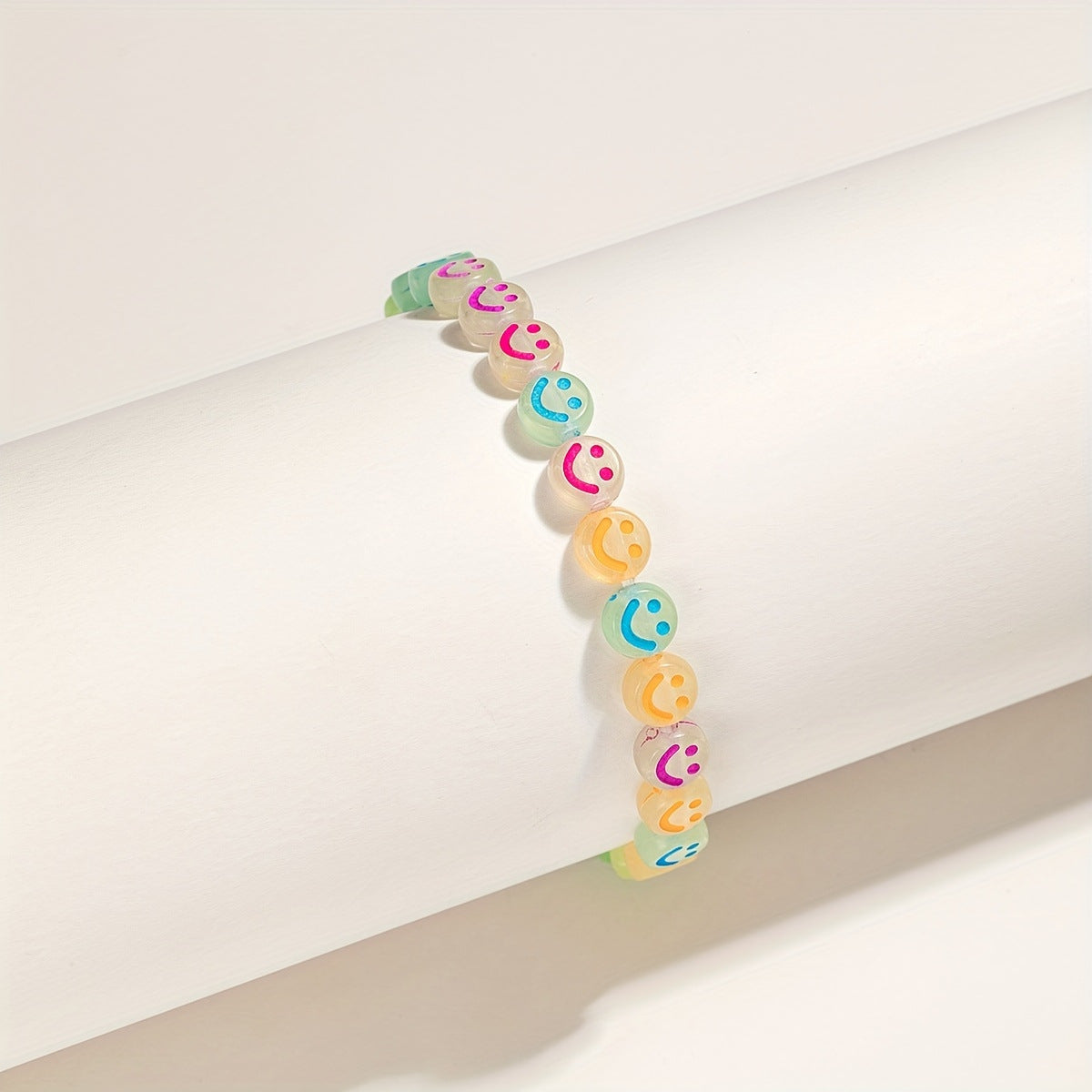 Wholesale luminous color smiling face beaded elastic ladies bracelet