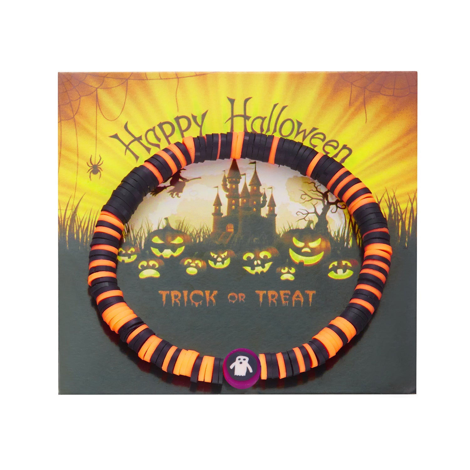 Wholesale Halloween Themed Bracelet  Spider Pumpkin Skull Pendant Soft Pottery Bracelets