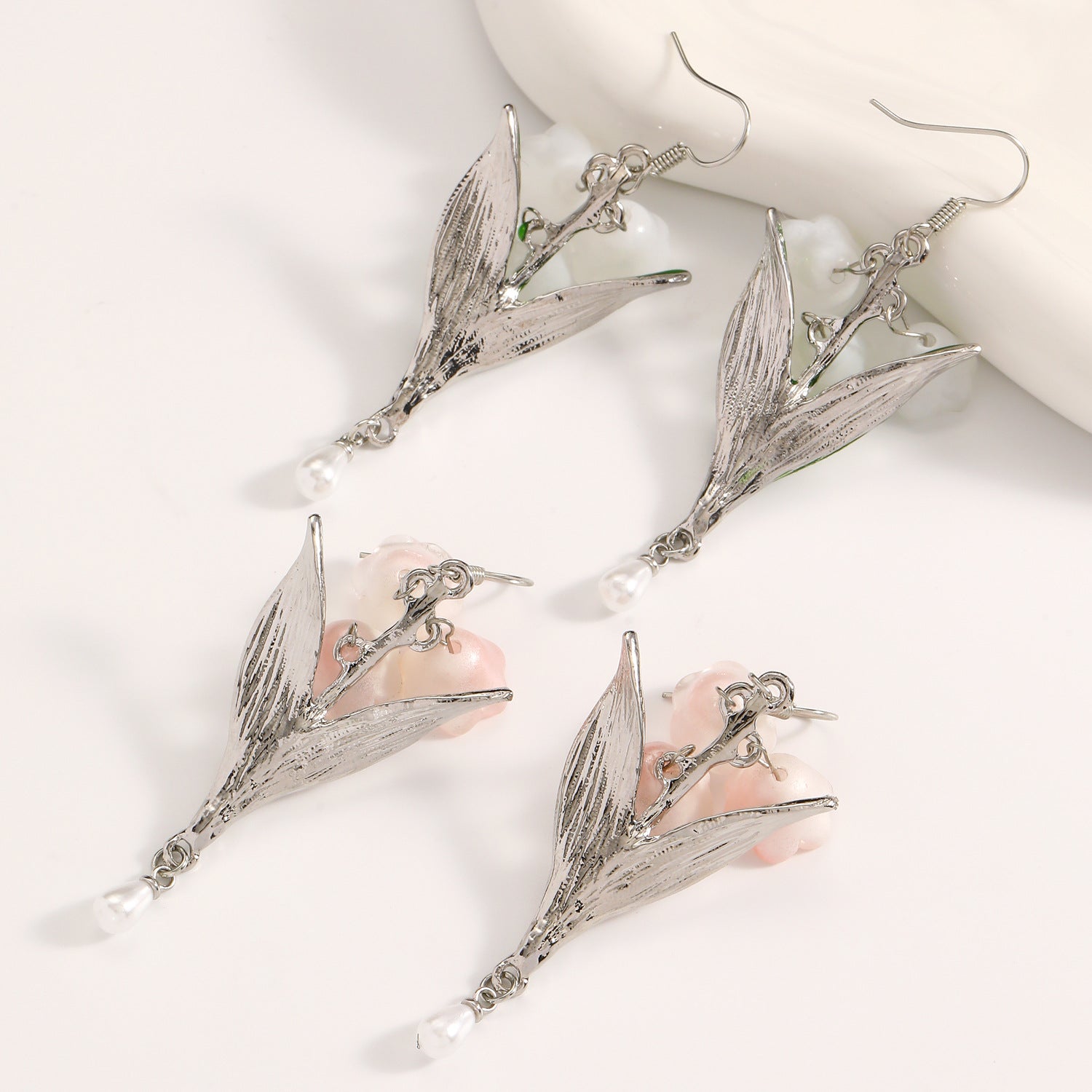 Wholesale New Chinese Style Lily Of The Valley Earrings Resin Pearl Drop Alloy Chic Women S Jewelry Gift
