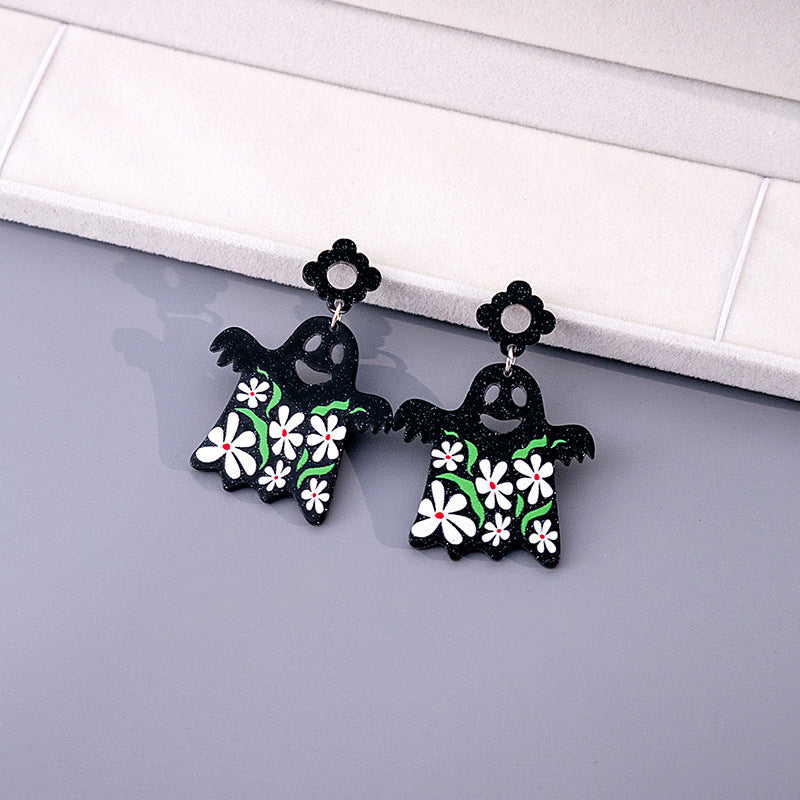 Wholesale Halloween Cartoon Ghost Acrylic Earrings ACC-ES-MDD044
