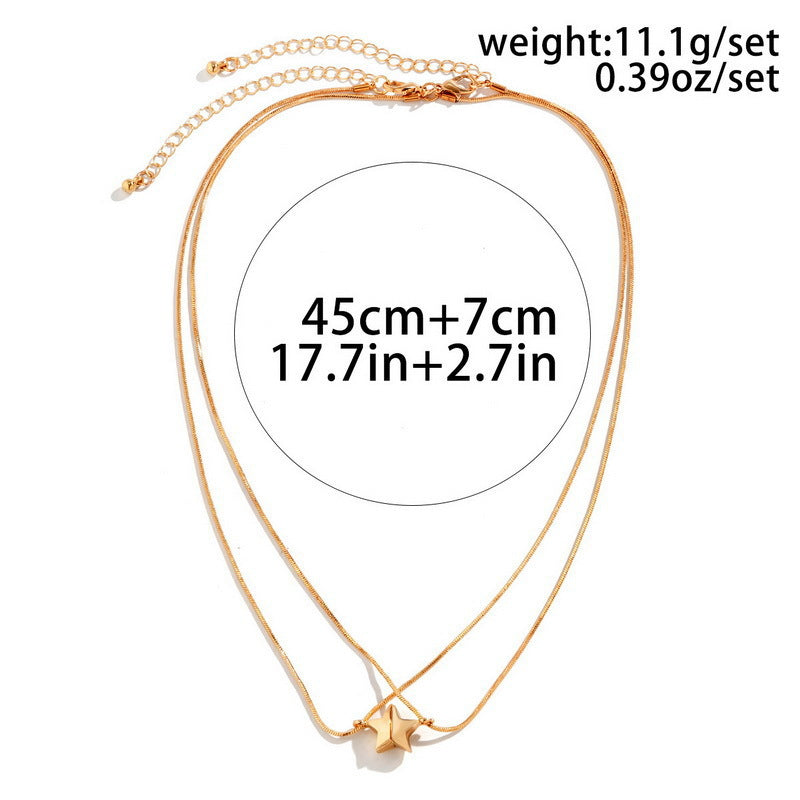 Großhandel personalisierte Nähte Fünf-Punkte-Sternanhänger-Halskette