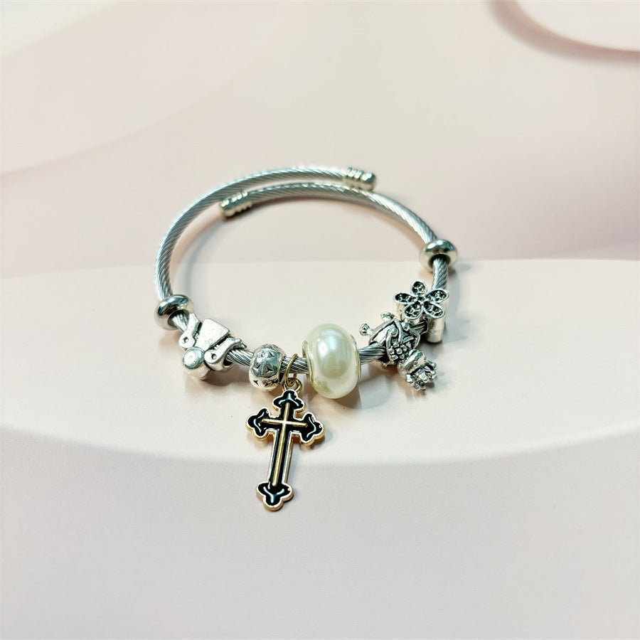 Wholesale  cartoon pendant charm bracelet stainless steel steel bracelet