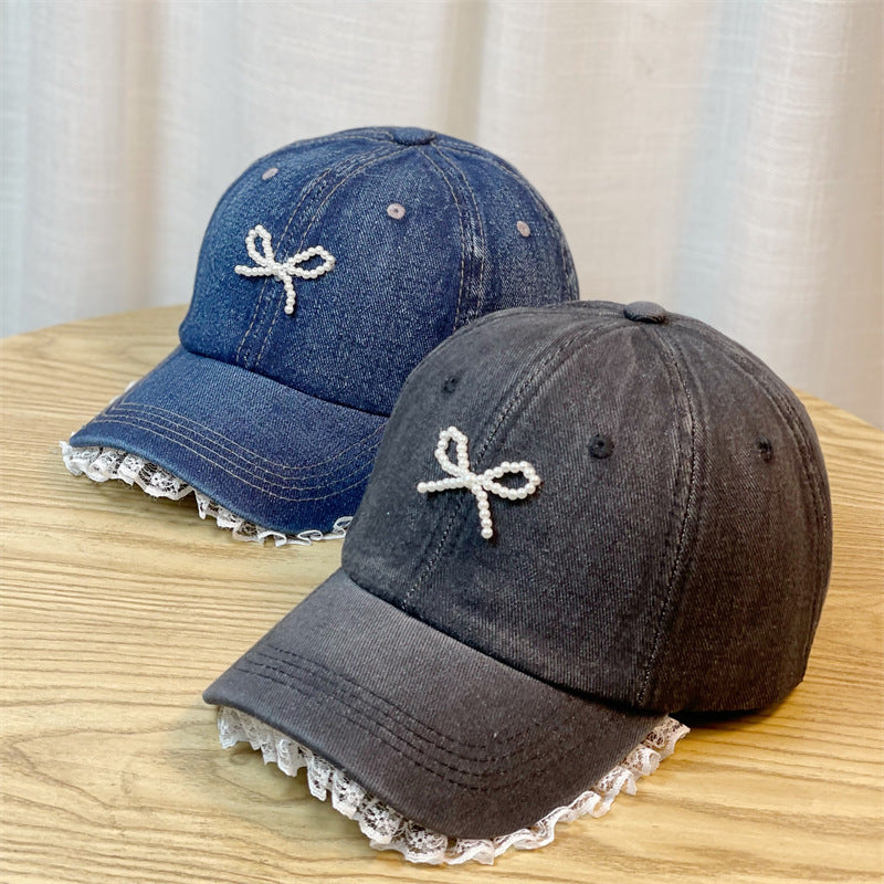Wholesale Lace trim denim baseball cap