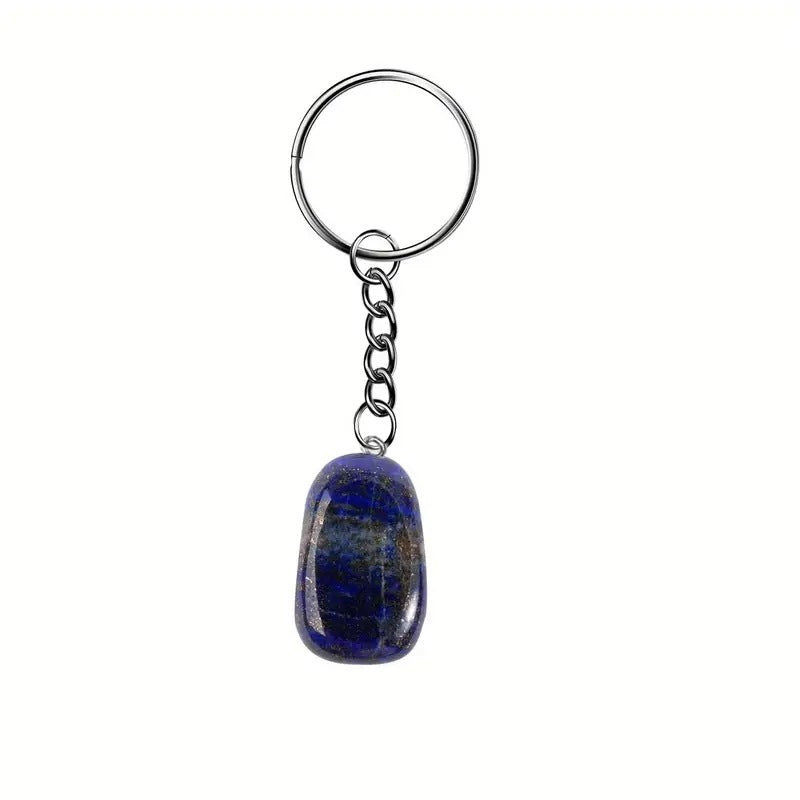 Wholesale Chic Natural Crystal Gemstone Keychain Amulet Pendant Stainless Steel Keyring Bag Charm Jewelry Accessory