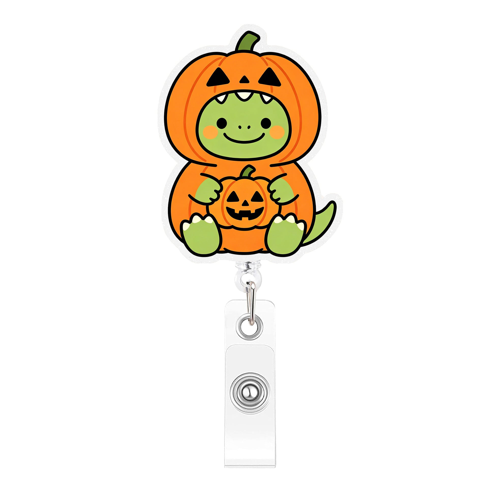 Wholesale Cartoon dinosaur -themed acrylic pull-tab retractable ID card holder pendant,  cute and creative office decoration.