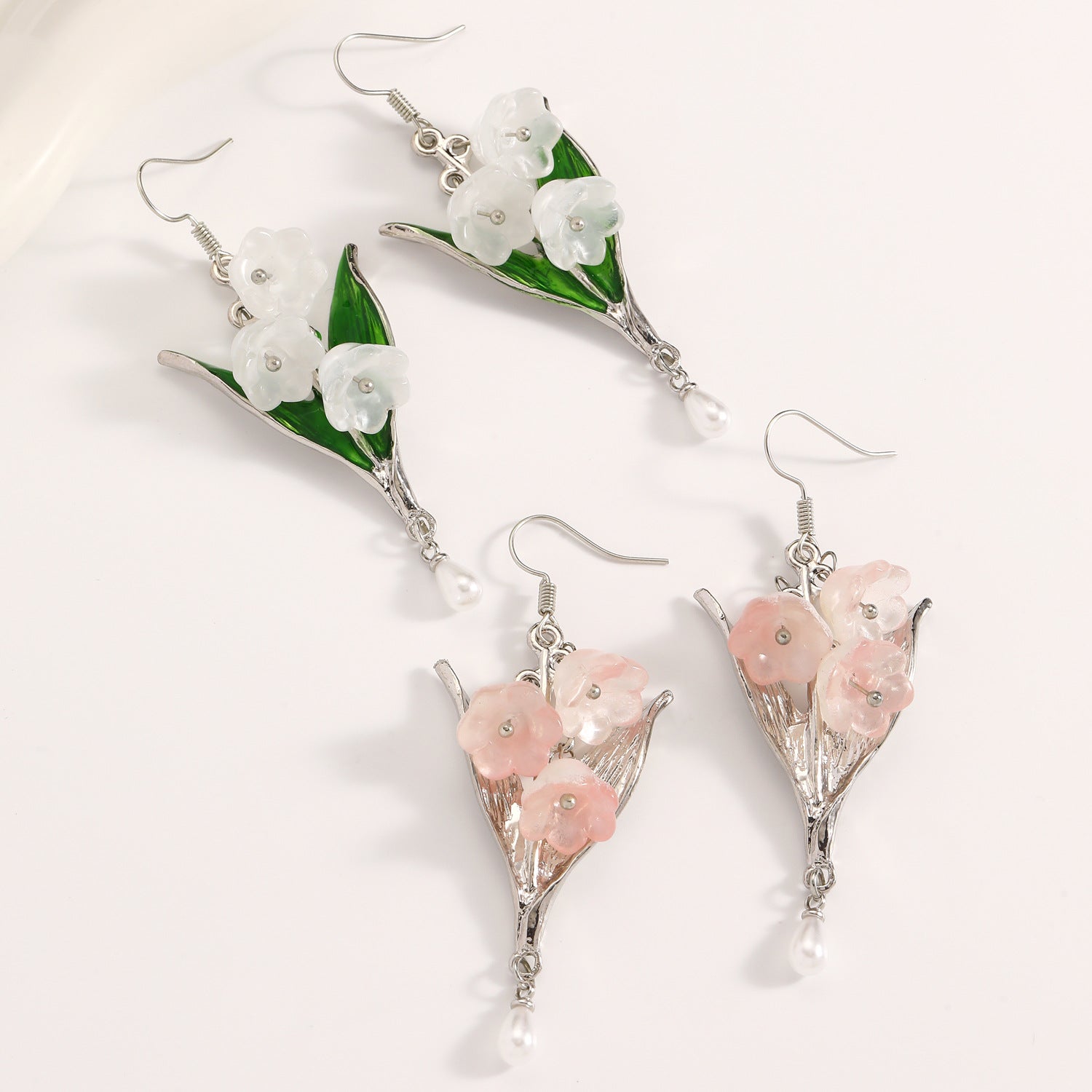 Wholesale New Chinese Style Lily Of The Valley Earrings Resin Pearl Drop Alloy Chic Women S Jewelry Gift