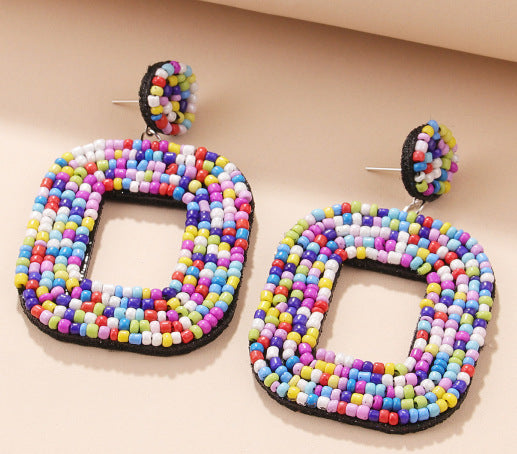 Wholesale Ethnic Style Earrings Colorful Love Earrings Bohemian Handmade Beaded Earrings ACC-ES-Yiniao004