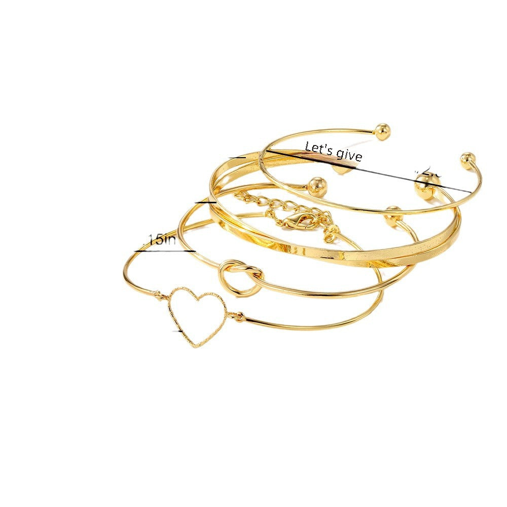 Wholesale  4pcs/set alloy love knot bracelet set creative heart love geometric cross bracelet