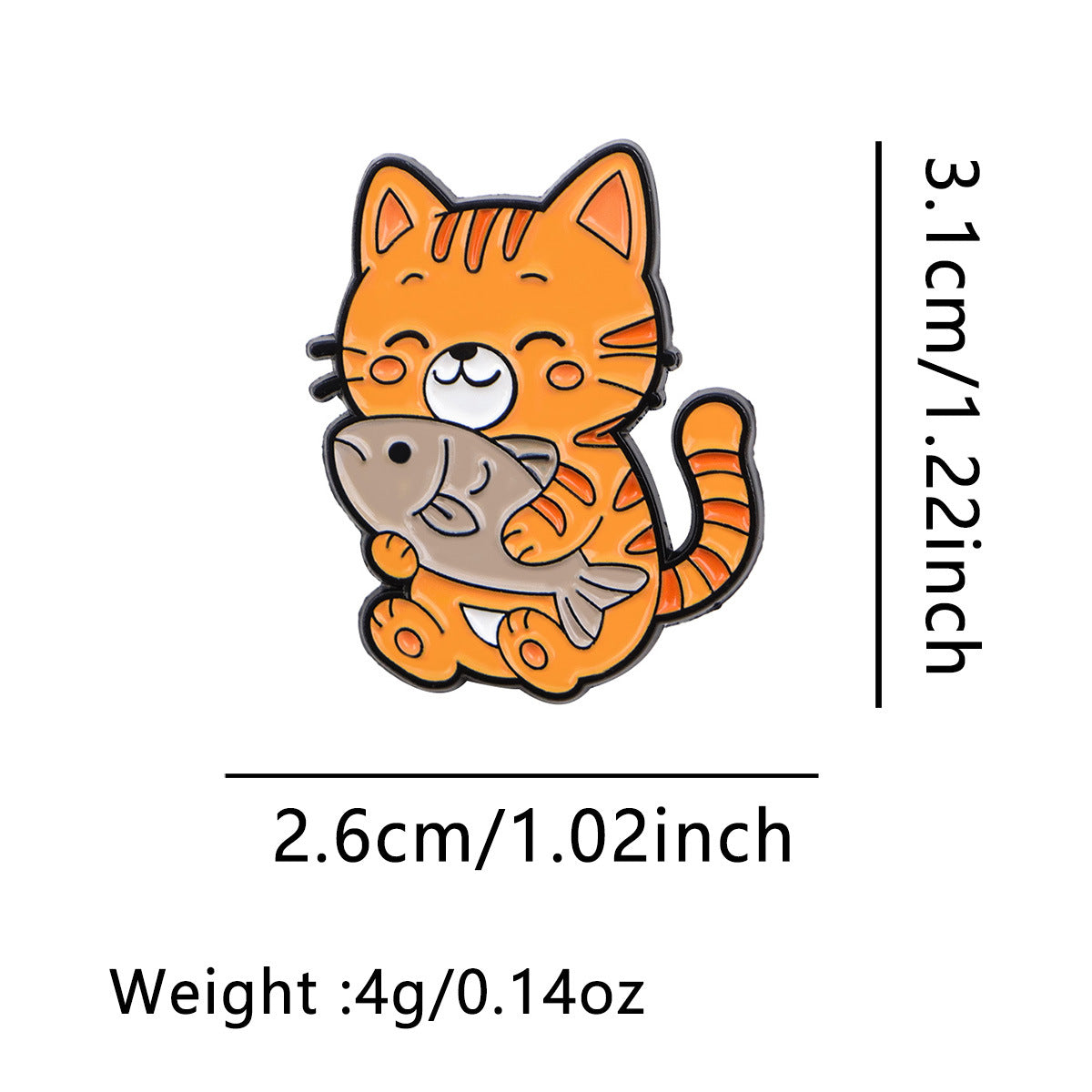 Wholesale Cartoon kitten holding a fish brooch