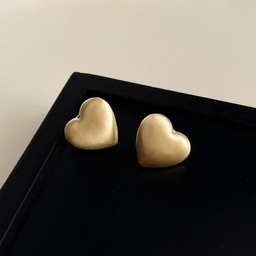Wholesale  simple brushed frosted bean stud earrings