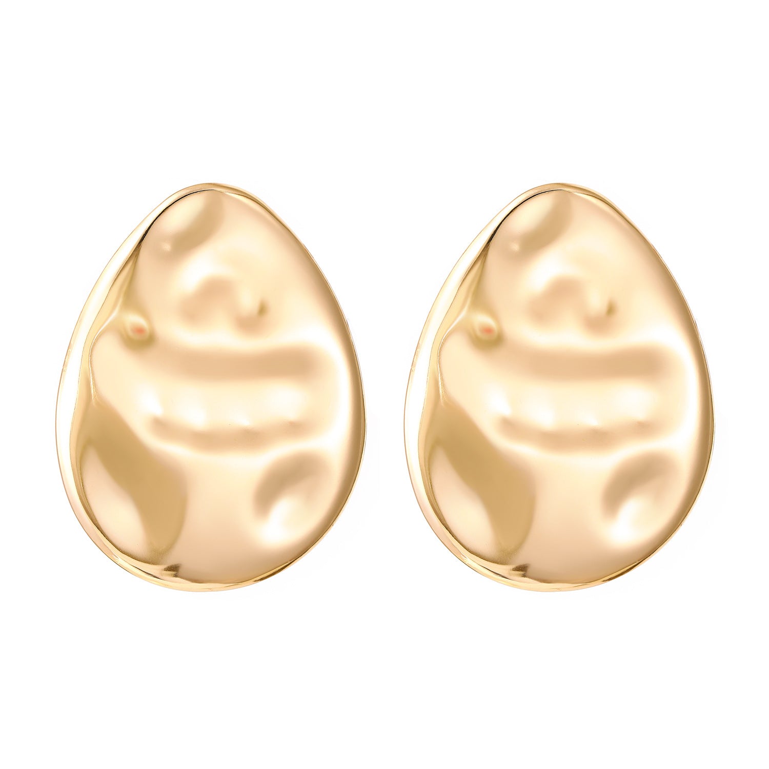 Wholesale Electroplated Metal Earrings Geometric Oval Pattern Fashion Accessory