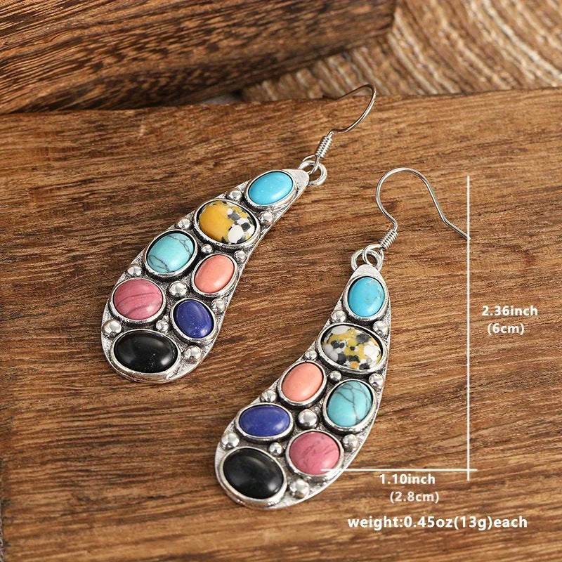 Wholesale Retro Fashion Colored Stone Earrings