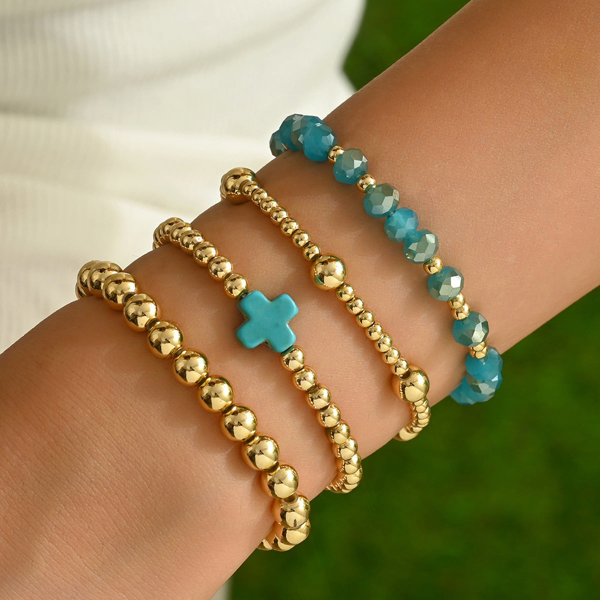 Wholesale Bohemian Beaded Bracelet Set Colorful Cross Design Women S Jewelry Accessory Gift