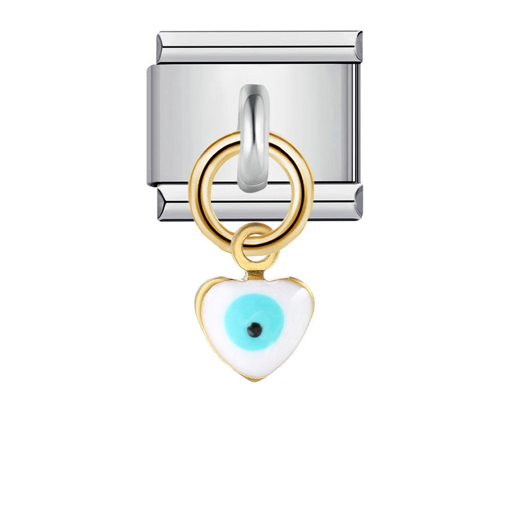 Wholesale Single Hook Italian Module Bracelet Devil' s Eye Pendant  Titanium Steel Charms