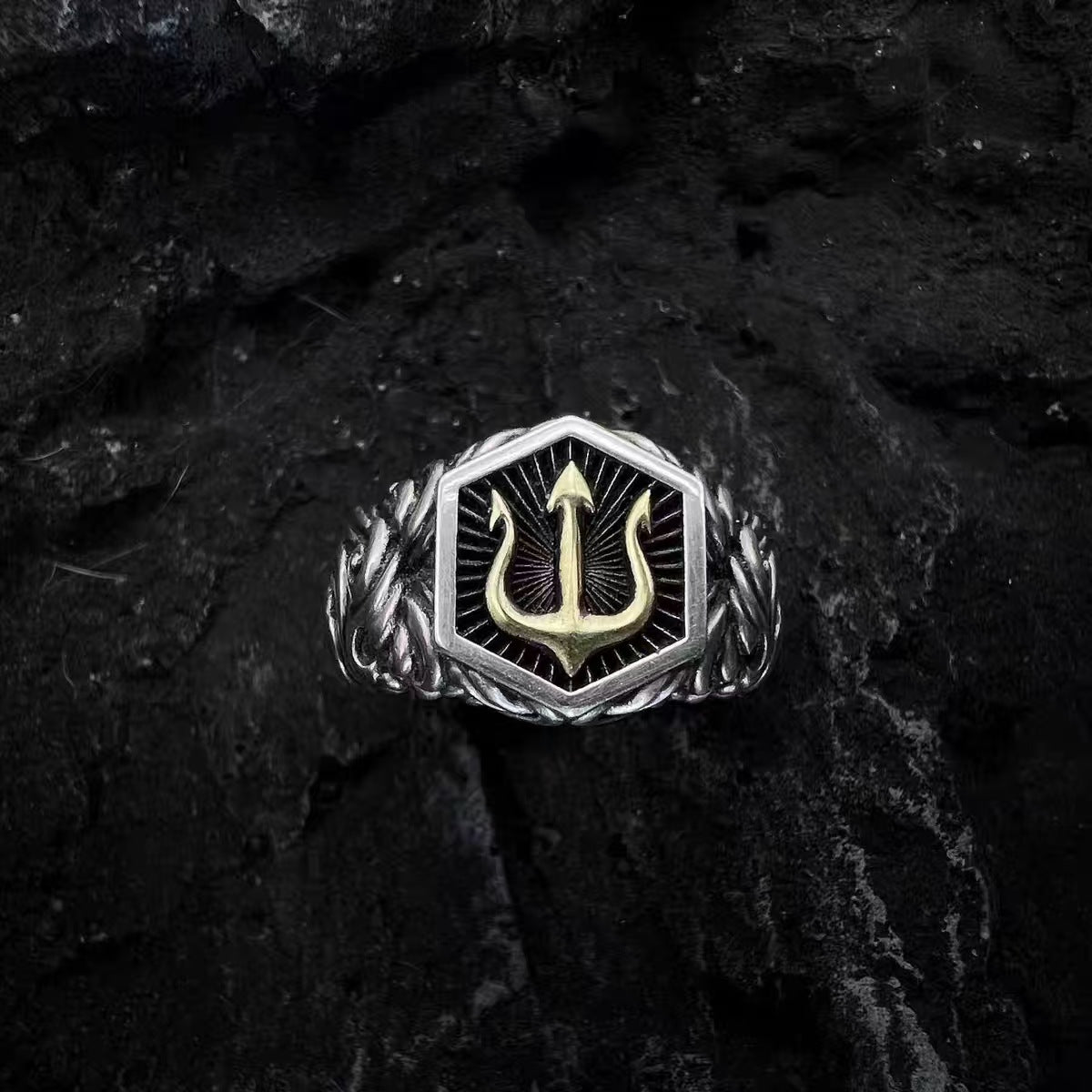 Wholesale Vintage Cross Anchor Ring Mens Hip Hop Style Punk Jewelry Accessory Gift