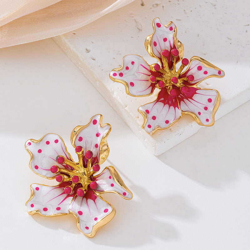 Wholesale Colorful Irregular Halo Drip Oil Flower Earrings - Chic Fashion Jewelry Accessory
