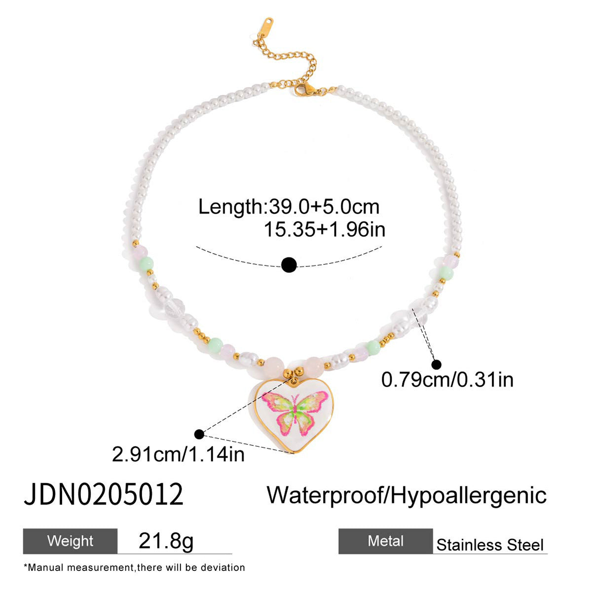 Wholesale  18K Gold Stainless Steel Oil Drop Printed Pearl Necklaces