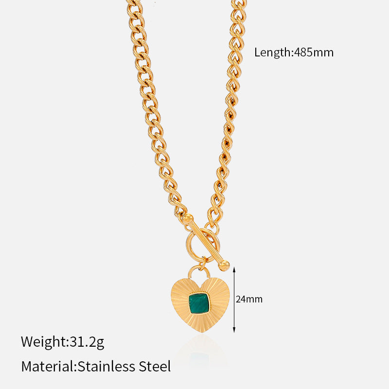 Wholesale  Retro Emerald Stainless Steel Necklace