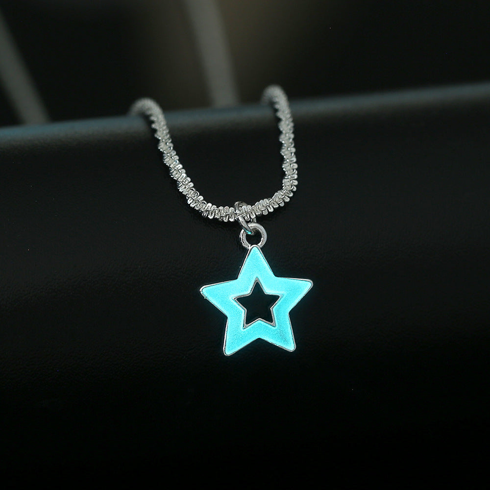 Wholesale Silver  star oil drop luminous glowing blingbling cauliflower necklace
