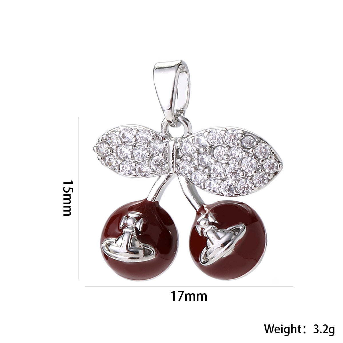 Wholesale 14K Gold Plated Brass Cherry Pendant Necklace Micro Set Zircon Fruit Choker Stylish Fashion Accessory For Women Gift