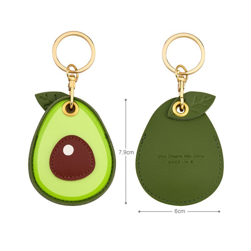 Wholesale Fruit Print Drop Shaped PU Leather Card Holder Keychain Cute Bag Charm Boutique Resale Gift