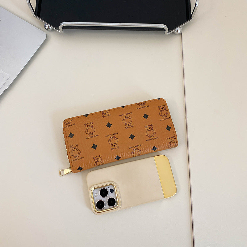 Wholesale Bear Print Single Zipper Multi-Card Slot Wallet ACC-WT-Kuans014