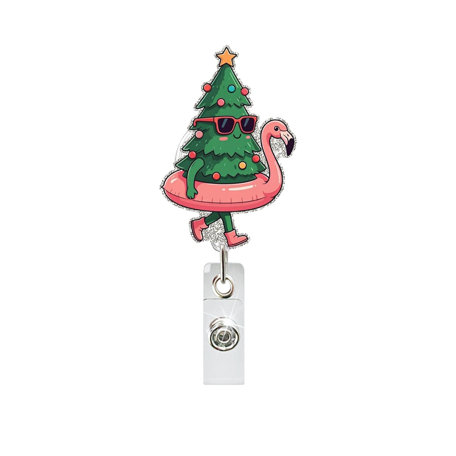 Wholesale Christmas-Themed Fun Acrylic Medical Badge Reel with Retractable Clip ID Holder Office Accessory Gift