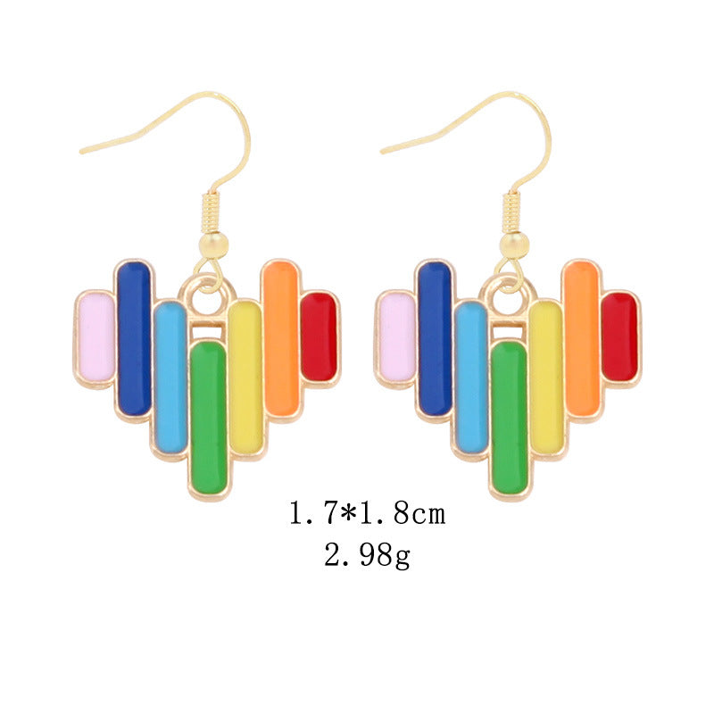 Wholesale LGBT Pride Month Rainbow Alloy Earrings ACC-ES-BinLi002