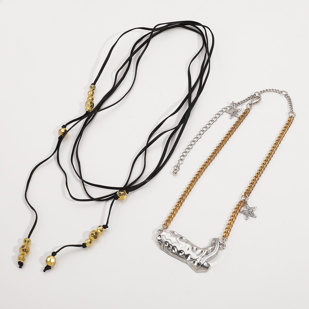 Wholesale Multi-layer Hand-woven Denim Boots Pendant Necklace