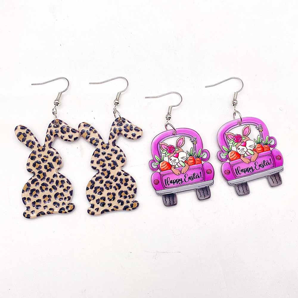 Wholesale  Easter leopard print rabbit carrot acrylic earrings