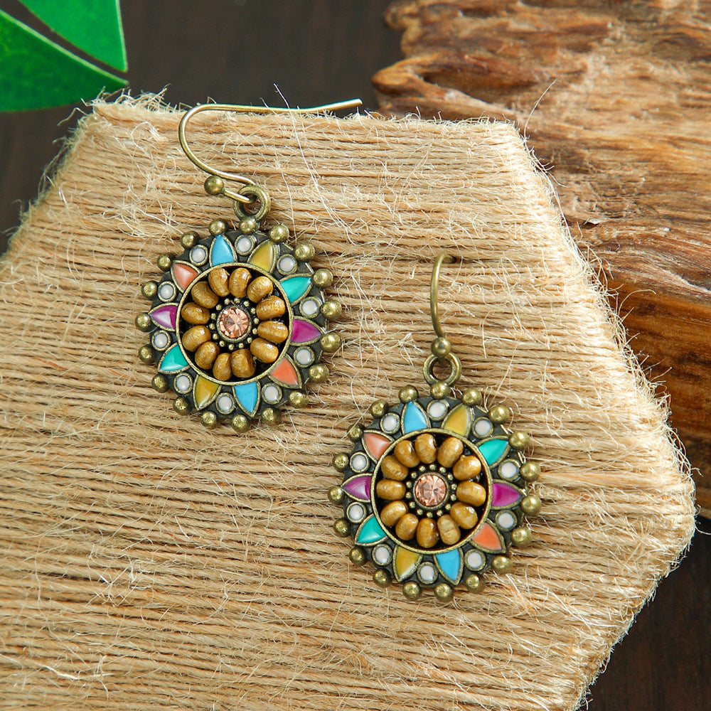 Wholesale Retro Bohemian Ethnic Hollow Tassel Earring Set Zinc Alloy Boutique Resale