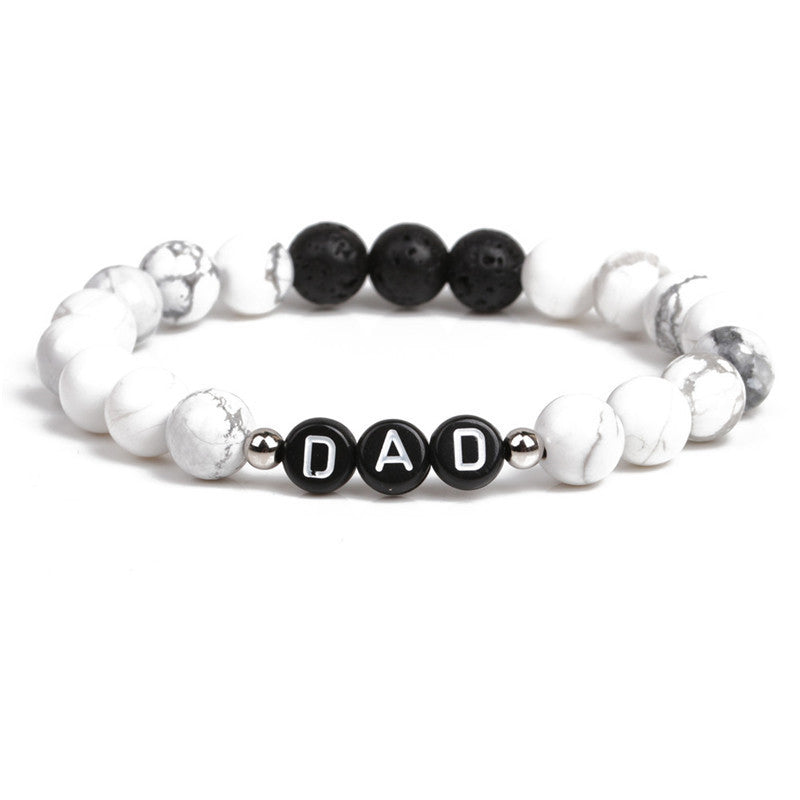 Wholesale European Style 8Mm Natural Stone DAD Letter Beaded Bracelet Father S Day Gift Elastic Cord Jewelry Accessory