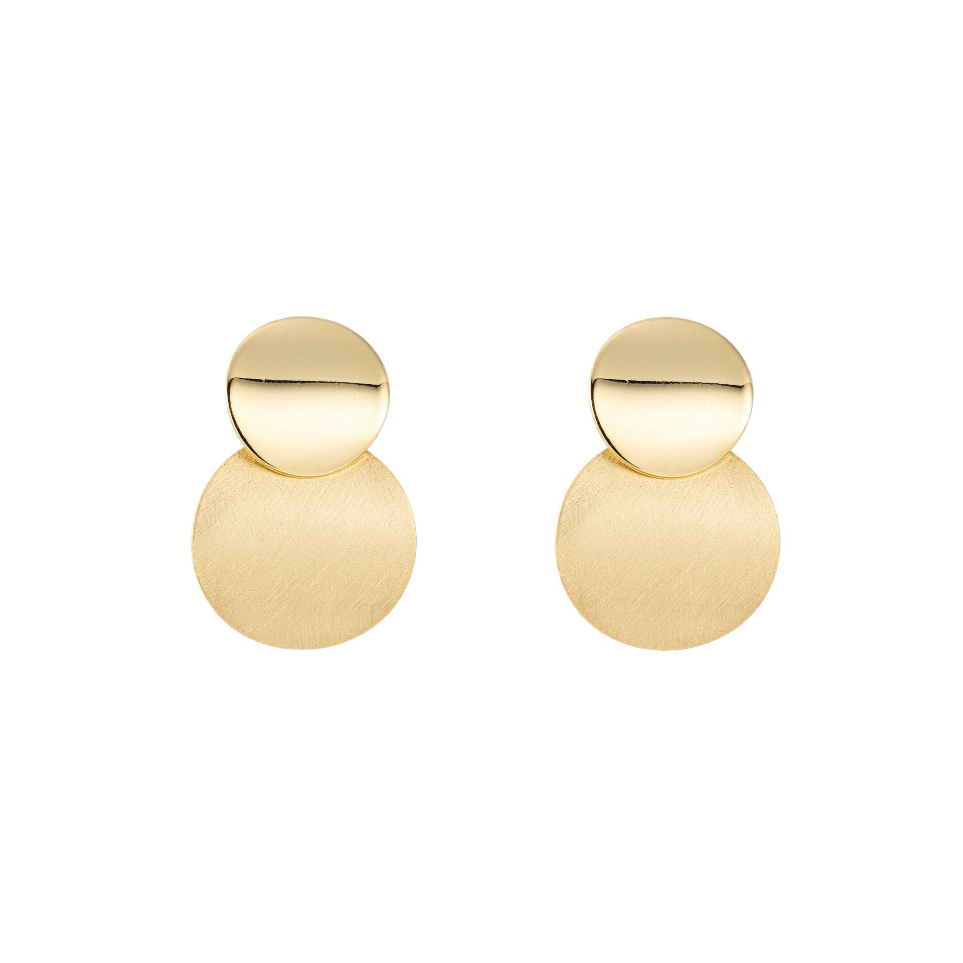 Wholesale  copper plated 18K real gold s925 silver needle brushed double color earrings