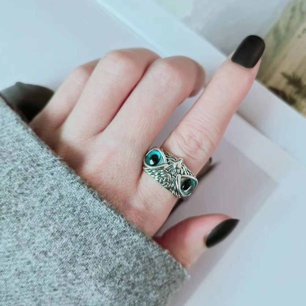 Wholesale Sterling Vintage Heavy Industry Luxury Blue Eye Open Ring