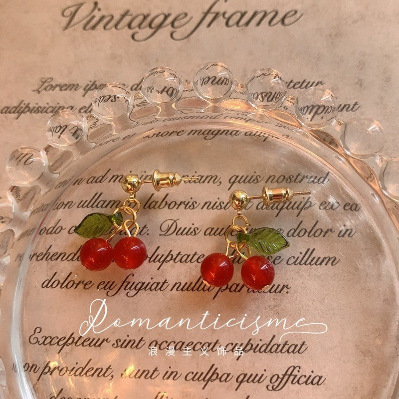 Wholesale Hand-made Red Agate Pure Cherry Earrings